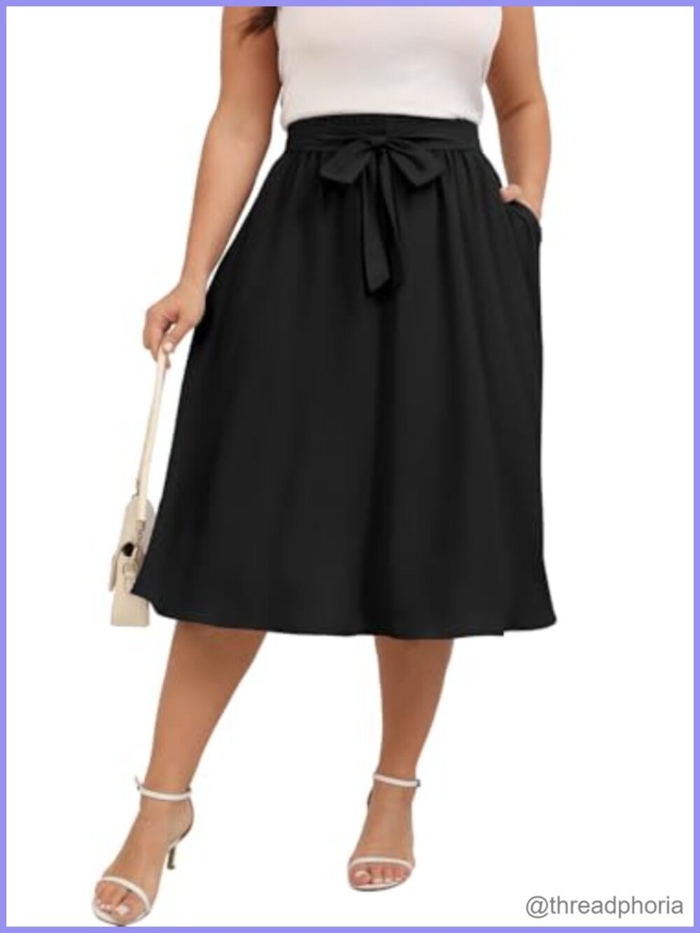 Womens Plus Size Midi Skirt High Waisted Elastic Boho Beach Flowy